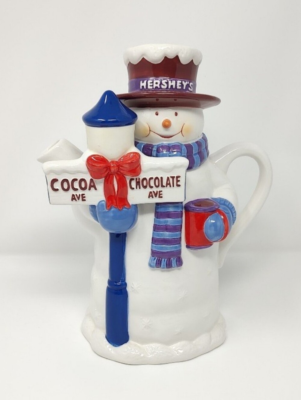 Vintage Hershey's Chocolate Cocoa Snowman Teapot Pitcher Christmas Holiday Decor